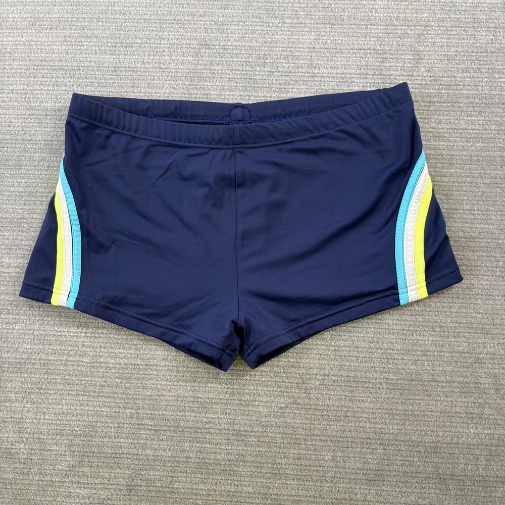 Sundek Zion Swim Boxer Shorts Mens XL Blue Rainbow Stripes Stretch Beach Resort